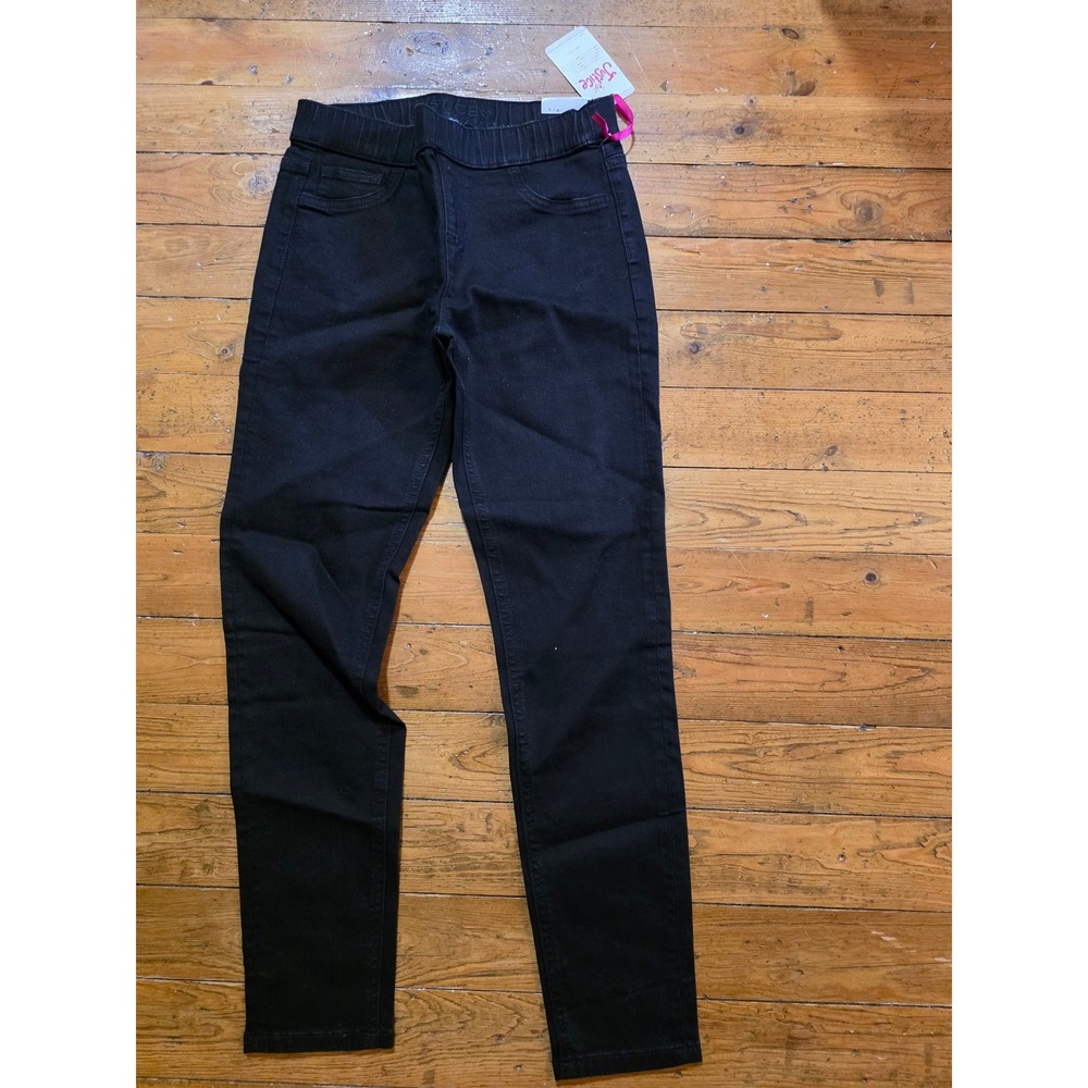 Justice Girls Black Denim Jeggings Pull On Elastic Waist Slim Fit Size 14 NWT